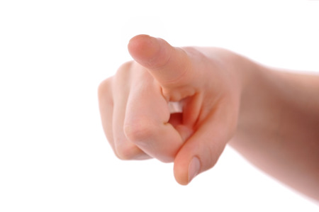 Index finger pointing at viewer isolatedの写真素材