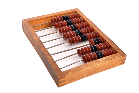 old wooden abacus on the white backgroundの写真素材