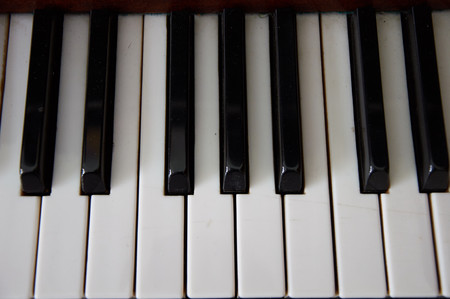 Black and white keys of classic pianoの写真素材