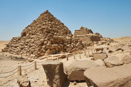 Three pyramids of Queens near the Pyramid of Menkaure in Giza