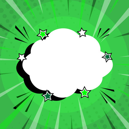 Speech bubble image on green background. Comic style.のイラスト素材