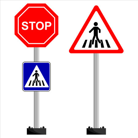 Crosswalk sign ahead. Vector design.のイラスト素材
