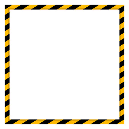 Black and yellow warning tape frame on white background. Vector illustration.のイラスト素材