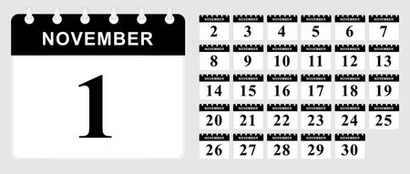 Days calendar of November. Calendar template. Vector illustration.のイラスト素材