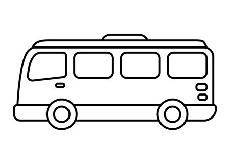 Bus clip art. Outline design for kids drawing and coloring. Vector illustration.のイラスト素材
