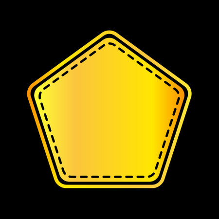 Pentagon luxury gold frame template isolated on dark background. Vector illustration.のイラスト素材