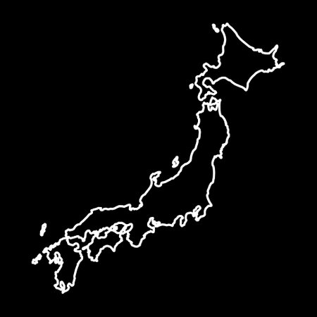 Japan map outline silhouette. Black and white concept. vector illustration.のイラスト素材