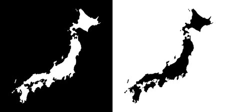 Japan map silhouette. Black and white concept. vector illustration.のイラスト素材