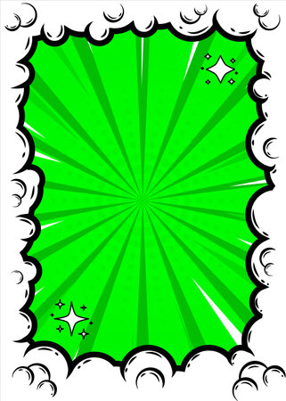 Cute comic background template. Green color concept. Design illustration.のイラスト素材
