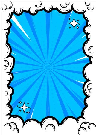 Cute comic background template. Blue color concept. Design illustration.のイラスト素材