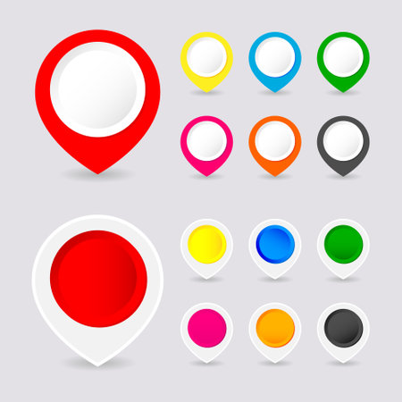 Location and navigation icons set. map pin icon. Flat design. Vector illustration.のイラスト素材