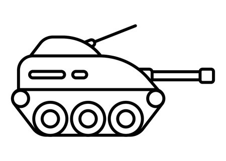 Tank clip art. Outline design for kids drawing and coloring. Vector illustration.のイラスト素材