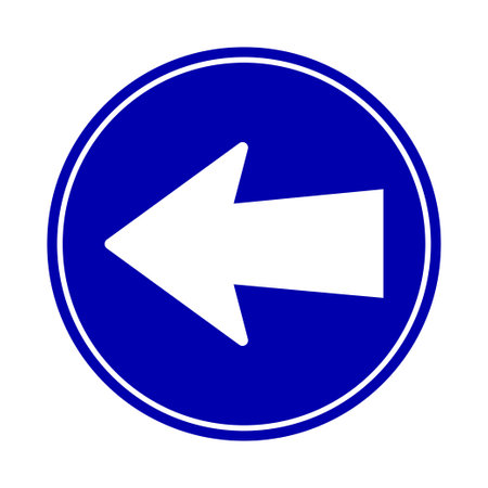 Mandatory left sign. Road sign and symbol. Vector illustration.のイラスト素材