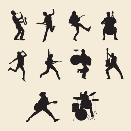 Musicians vector silhouettesのイラスト素材