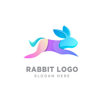 Vector logo illustration rabbit gradient colorful styleのイラスト素材