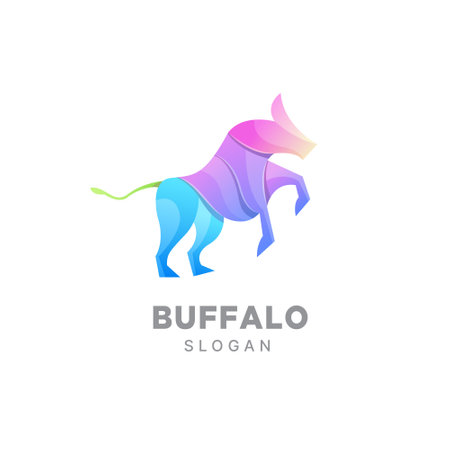 Vector logo illustration bull gradient colorful styleのイラスト素材