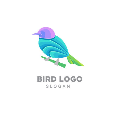 Vector logo illustration bird gradient colorful styleのイラスト素材