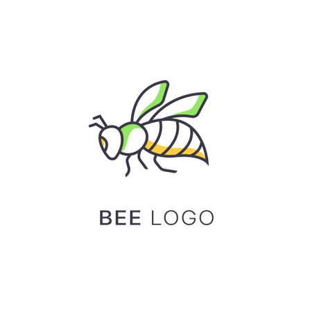 honey Bee animals logo vector, modern honey bee logo design with line art style, outline honey bee logo designのイラスト素材