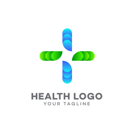 Health care logo with plus sign, Medical pharmacy logo design templateのイラスト素材