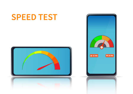 Internet speed test smartphone interface vector template.のイラスト素材