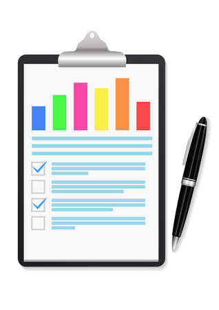Auditing concept. Realistic design of accounting, research, calculating, management, financial analysis. Top view.のイラスト素材