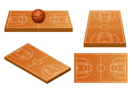 Basketball field with multiple viewing anglesのイラスト素材