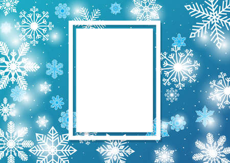 Winter sale square banner with white snowflakes.のイラスト素材