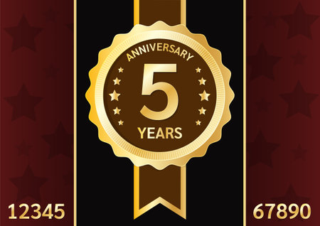 Anniversary gold plate badge. Vector illustrationの写真素材
