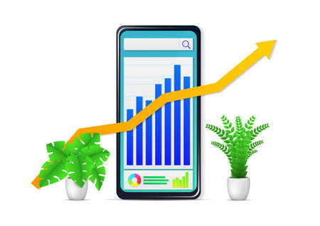 business analysis concept, screen smartphone illustration