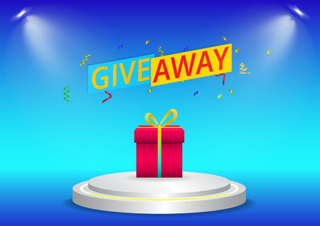 give away background with gift on podiumのイラスト素材