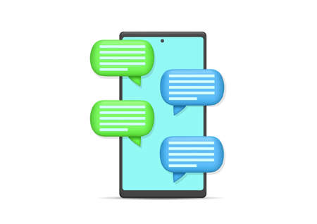 Vector illustration smartphone with bubble chat. Isolated on whiteのイラスト素材