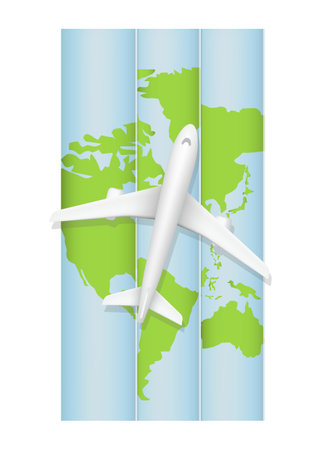 travel concept with airplane over mapのイラスト素材