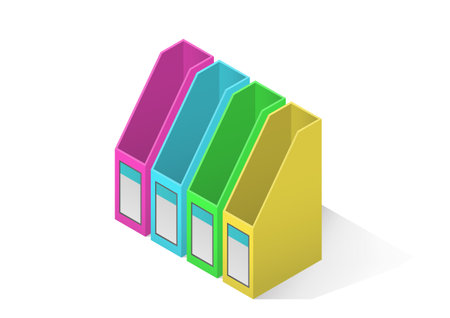 isometric colorful file box isolated on whiteのイラスト素材