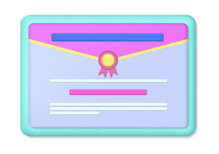 Vector Certificate in 3d style isolated on whiteのイラスト素材