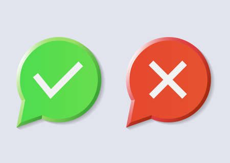 button with check mark and cross icon. true or falseのイラスト素材