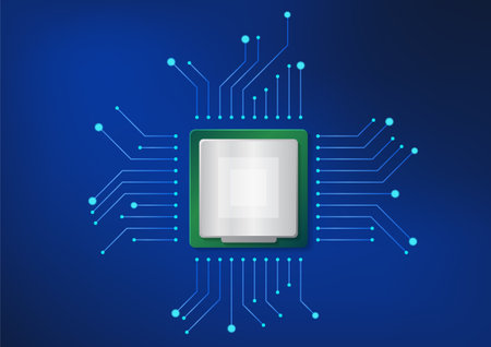 CPU computer processor circuit board technologyのイラスト素材