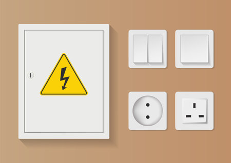 electrical safety panel with electric switch and socketのイラスト素材