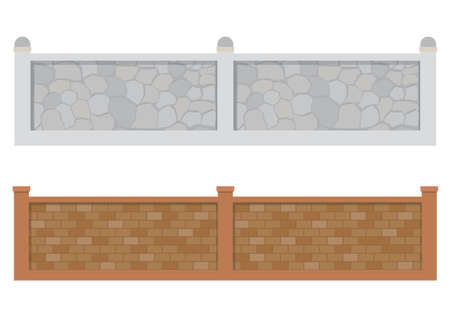 wall fence set. isolated on white backgroundのイラスト素材