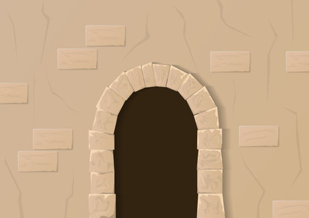 Old stone gate or door. Vector illustrationのイラスト素材