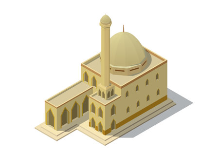 isometric mosque building isolated on white backgroundのイラスト素材