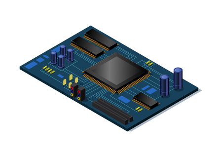 isometric motherboard computer vector graphic illustrationのイラスト素材