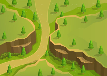 isometric beautiful mountain or hill with treesのイラスト素材