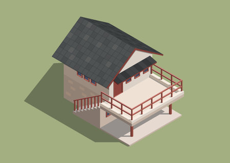 isometric cute house. Vector illustrationのイラスト素材