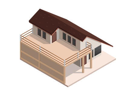 Isometric modern house. Isolated on white backgroundのイラスト素材