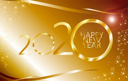 Happy new 2020 year Elegant gold text with light. Minimalistic templateの写真素材