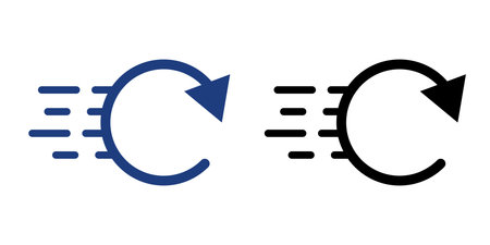 Momentum arrow loop icon featuring a circular arrow with a motion trail. Ideal for process continuity, system refresh visuals, and progress cycle concepts.のイラスト素材