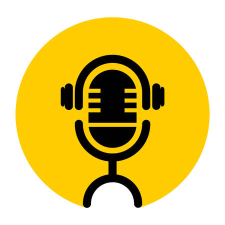 microphone and headphone logo. this logo is good for podcastのイラスト素材