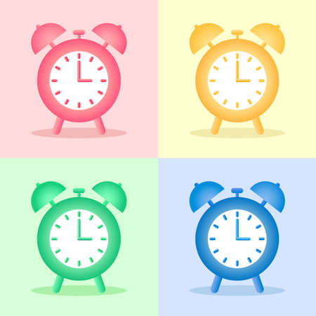 cute alarm clock with gradient color styleのイラスト素材