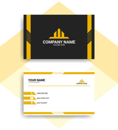 business card template with yellow lineのイラスト素材
