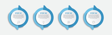 timeline infographic design with icons and 4 options. with circle shapeのイラスト素材